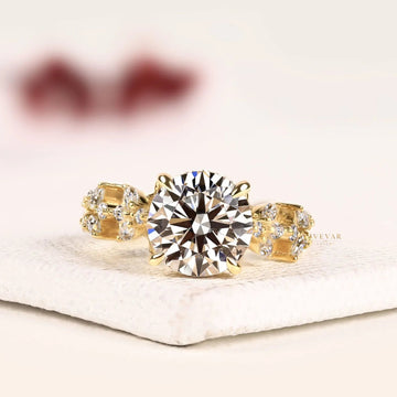 Round Cut Hidden Halo Nature Inspired Lab Grown Diamond Ring