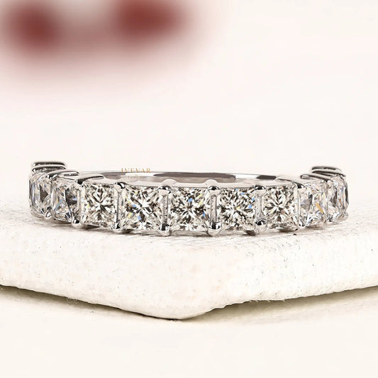2.00 TCW Elegant Princess Cut Moissanite Diamond Eternity Band in White Gold Wedding Ring for Women