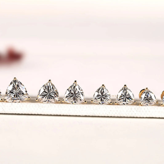 Trillion Cut Lab Grown Diamond Solitaire Stud Earrings For Women