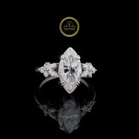 Classic 4.00 CT Marquise Cut Lab Grown Ring with Floral Side Stones By Ivevar