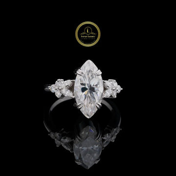 Classic 4.00 CT Marquise Cut Lab Grown Ring with Floral Side Stones By Ivevar