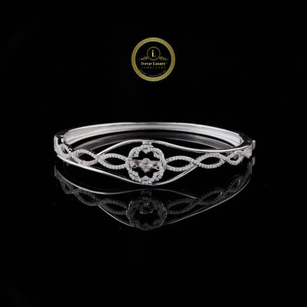 Round Cut Moissanite Twisted Infinity Bangle Bracelet