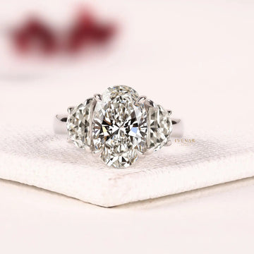 Trilogy Oval Cut Lab Grown Diamond Engagement Ring