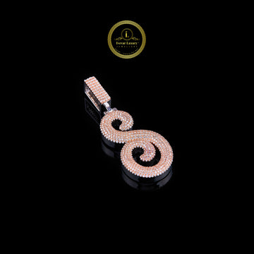 The Infinite S Custom Cursive Initial Lab Diamond Iced-Out 3D Puffy Pendant