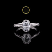 Oval 2 CT Cut Lab Grown Diamond Vintage Milgrain Engagement Ring in White Gold