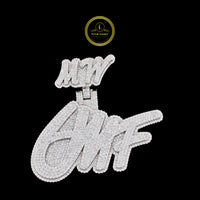 Personalized "MW 6MF" Script Initial Lab Diamond Pendant Iced-Out Jewelry