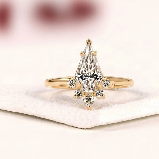 Antique Kite Shape Moissanite Diamond Engagement Ring