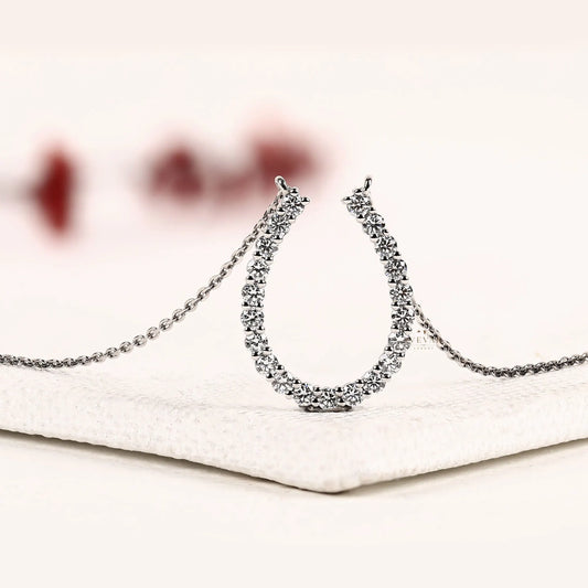 Open Teardrop Round Lab Grown Diamond Pendant Necklace
