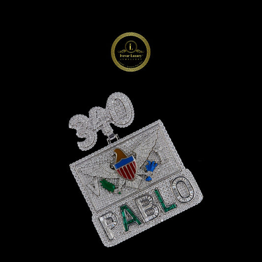 Custom Iced-Out Statement Pendant with Lab Diamond Detailing and Enamel Accents By Ivevar