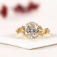Oval Cut Moissanite Diamond Nature Inspire Engagement Ring