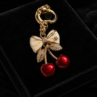 Cherry Bow Crystal Keychain – Luxury Handbag & Purse Charm