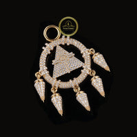 Custom Iced Out Pyramid Eye Medallion Pendant VVS Lab Diamond 14K Yellow Gold Hip Hop Jewelry By Ivevar