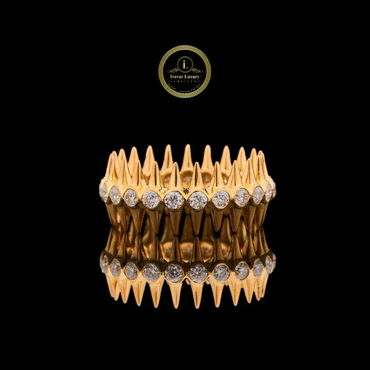 Luxury 4.5 TCW Lab Grown Spike Diamond Eternity Ring Round Cut Gold Statement Band for Women By Ivevar