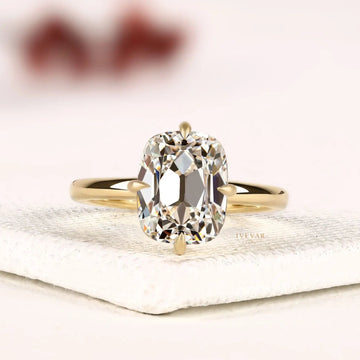 Elongated Cushion Cut Lab Grown Diamond Solitaire Engagement Ring