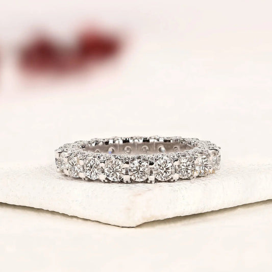 Round Lab Grown Diamond Halo Full Eternity Band Ring