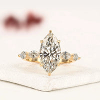 Marquise Cut Pave Lab Grown Diamond Engagement Ring