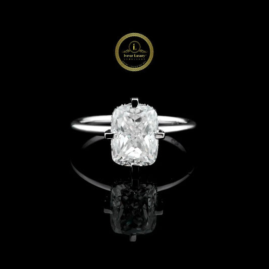 Elegant Cushion Cut 3 CT LAB Solitaire Diamond Engagement Ring  Minimal Luxury Statement By Ivevar