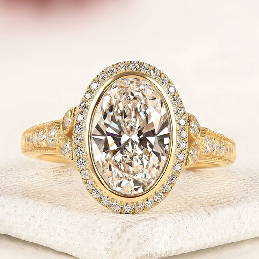 3.00 CT Halo Collection Oval Cut Lab Grown Diamond Ring in anniversary Gift By Ivevar
