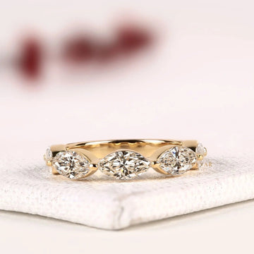 East West Marquise Cut Lab Grown Eternity Wedding Band