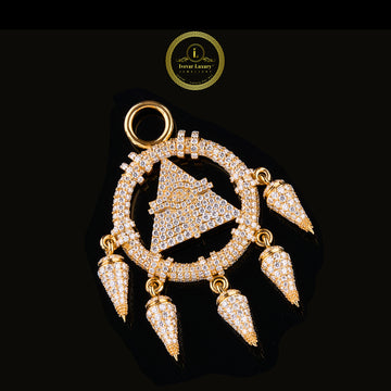Custom Iced-Out Pyramid Eye Medallion Pendant With VVS1 Lab Diamond