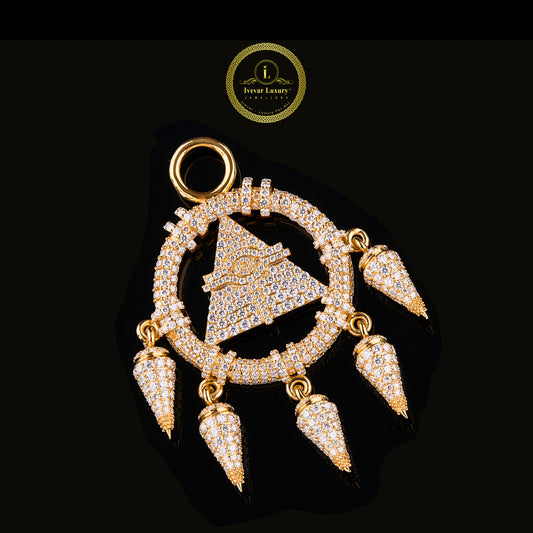 Custom Iced-Out Pyramid Eye Medallion Pendant With VVS1 Lab Diamond