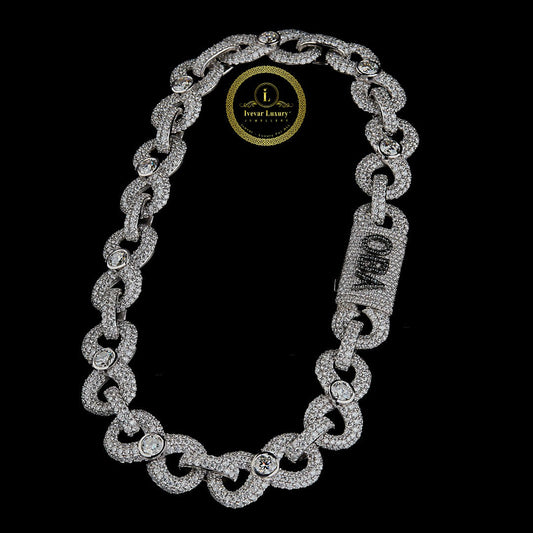 Fully Iced-Out Custom Cuban Link Chain with Moissanite Diamond Accents