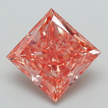 Fantastic 3.01 CT Princess Shape Fancy Vivid Pinkish Orange Color VS2 Clarity Moissanite Diamond For Special one Ring