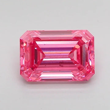 Classic Of 1.62 CT Emerald Shape Fancy Vivid Pink Color VS2 Clarity Moissanite Diamond For Gold Light