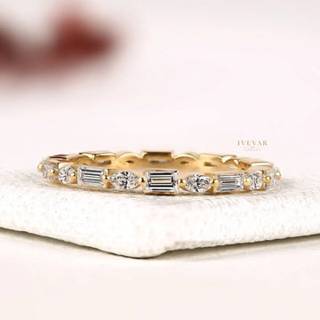 Emerald & Oval Alternative Lab Grown Diamond Eternity Wedding Band