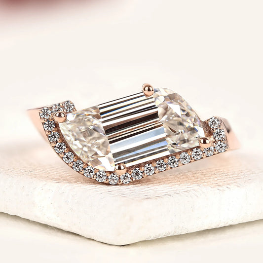 3.00 CT Ivevar Luxury Flame Cut Lab Grown Diamond Pavé Halo Ring in Rose Gold