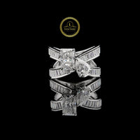 Luxury Toi et Moi Miossanite Diamond Ring with 4.50 TCW Pear & Radiant -Cut Diamonds by Ivevar