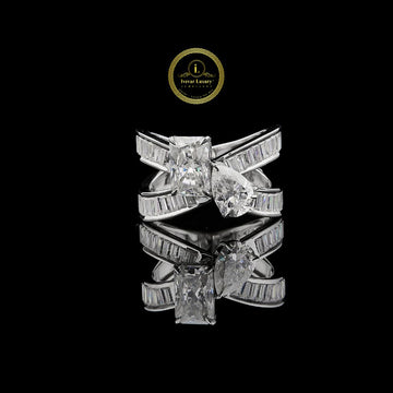 Luxury Toi et Moi Miossanite Diamond Ring with 4.50 TCW Pear & Radiant -Cut Diamonds by Ivevar