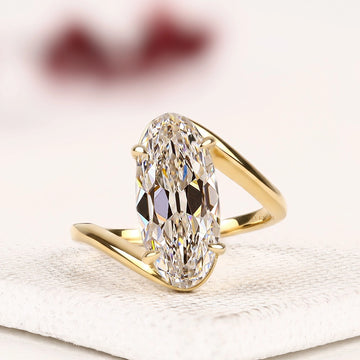 Oval Cut Lab Grown Diamond Bypass luxury Engagement Ring.