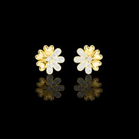 0.35 TCW FloraLume Round Petal Moissanite Diamond Gold Earrings with Blooming Cluster Design
