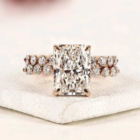 3.00 CT Ivevar Luxury Lab Grown Radiant Diamond Halo Engagement Ring in Rose Gold
