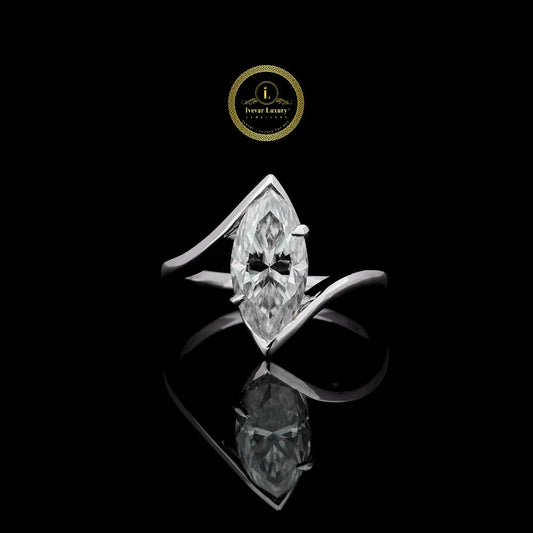 Elegant Marquise Cut 3.50 CT Lab grown Engagement Ring Twisted Design By Ivevar