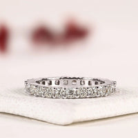 Round Cut Moissanite Diamond Full Eternity Wedding Band