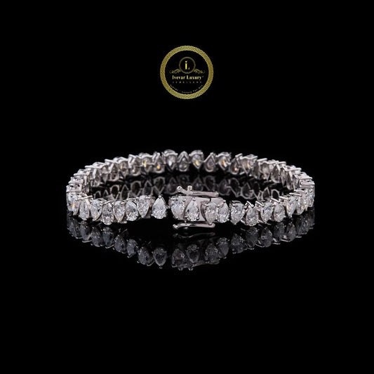 Brilliant Pear Shape Moissanite Diamond Tennis Bracelet with Timeless Elegance By Ivevar