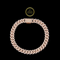 Full Rose Gold Three Rock Full Ice Out Lab Grown Diamond Braclate For Men By Ivevar