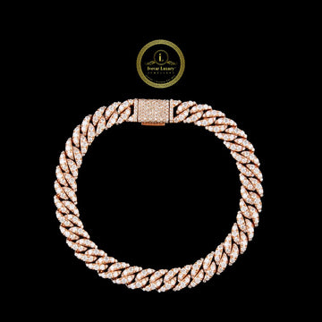 Full Rose Gold Three Rock Full Ice Out Lab Grown Diamond Braclate For Men By Ivevar