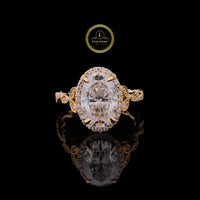 3 CT Oval Cut Halo Lab Grown Diamond Engagement Ring in Yellow Gold By Ivevar