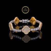 11 TCW Round Lab Created Diamond Clover Link Bracelet for Women By Ivevar