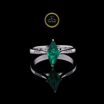 1 CT Green Kite-Cut Lab Grown Diamond Ring by Ivevar