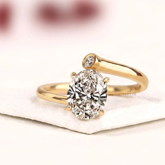 Oval Cut Lab Grown Diamond Bypass Band Engagement Ring