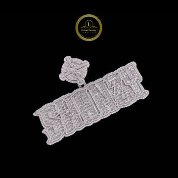 Custom "SWANZY" Nameplate Pendant With VVS1 Baguette Lab Diamond Iced-Out Jewelry