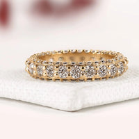 Round Cut Lab Grown Diamond Pave Setting Full Eternity Wedding Band