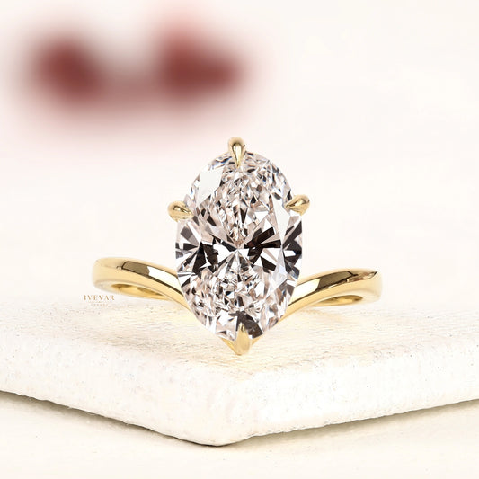 3.00 CT Eternal Oval Cut Moissanite Diamond Solitaire Ring Luxury Yellow Gold Engagement Ring By Ivevar