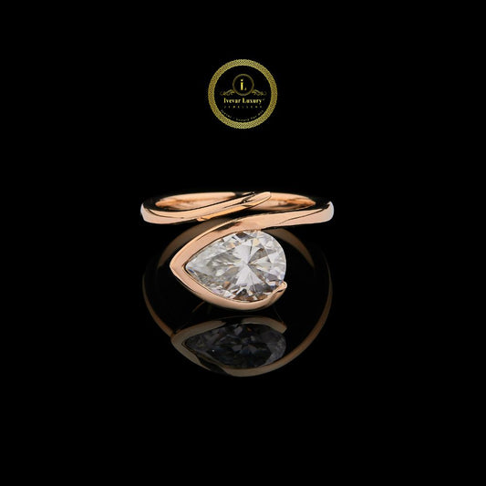Modern Luxury 3.00 CT Pear Cut Lab Grown Diamond Ring by Ivevar