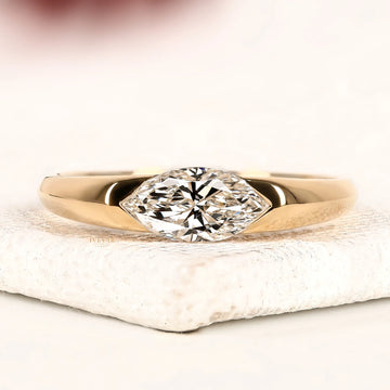 1.00 CT Marquise Solitaire Lab Grown Diamond Ring in Yellow Gold Timeless Elegance And Exceptional Brilliance