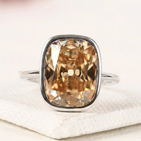 4.00 TCW Elegant Cushion Cut Champagne Lab Grown Diamond Ring in White Gold  Modern Luxury Statement